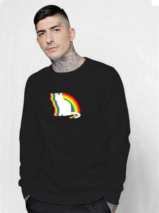 Rainbow Cat Colorful Silhouette Sweatshirt