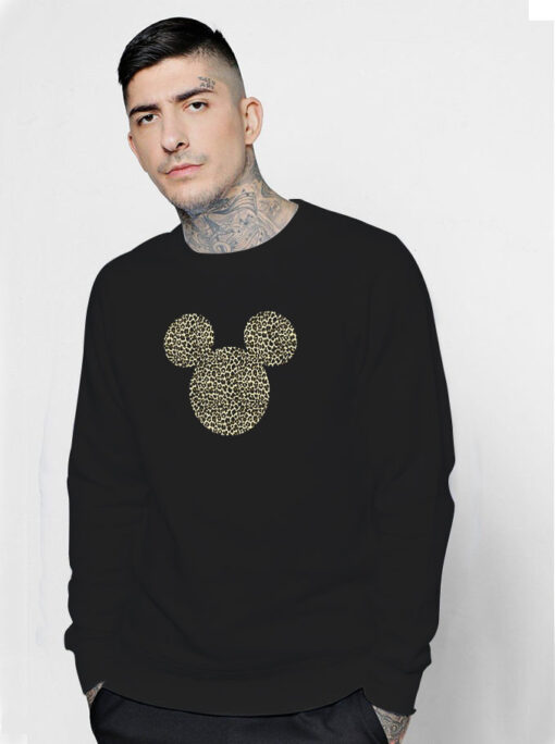 Disney Mickey Mouse Cheetah Print Silhouette Fill Sweatshirt