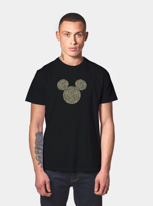 Disney Mickey Mouse Cheetah Print Silhouette Fill T Shirt