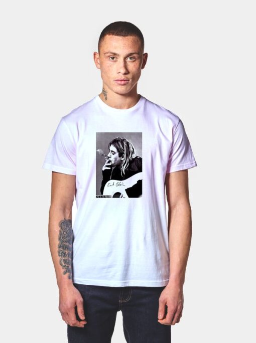 Nirvana Kurt Cobain Smoking Photo T Shirt