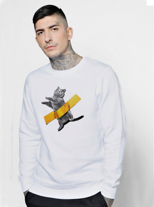 Cute Taped Little Blue Cat Sweatshirt