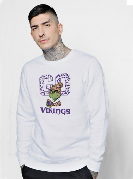 Grinch Leopard Minnesota Vikings Go Vikings Christmas Sweatshirt