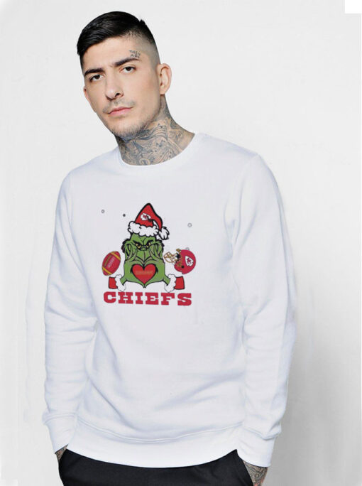 Grinch Loves Chiefs Football Helmet Sweatshirt