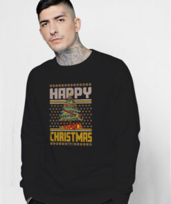 Happy Christmas Tree Light Ugly Christmas Sweatshirt