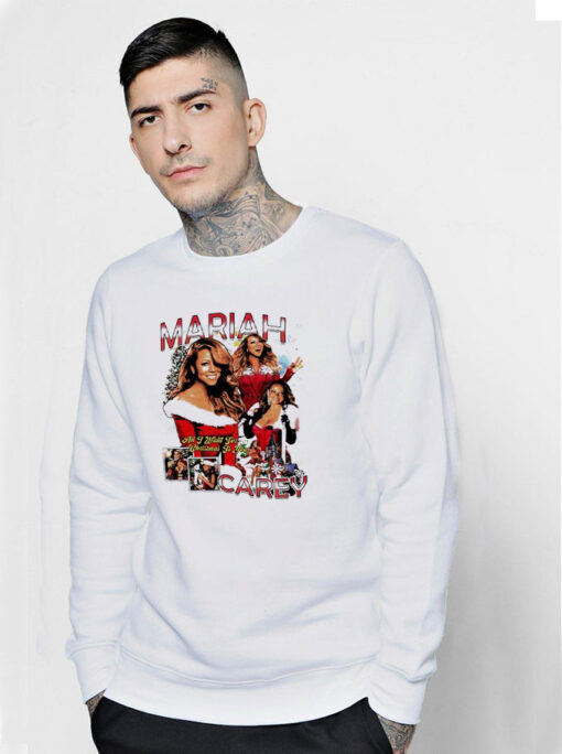 Mariah Carey All I Want For Graphic Christmas Sweatshirt