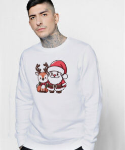 Merry Christmas Santa And Deer Christmas Sweatshirt