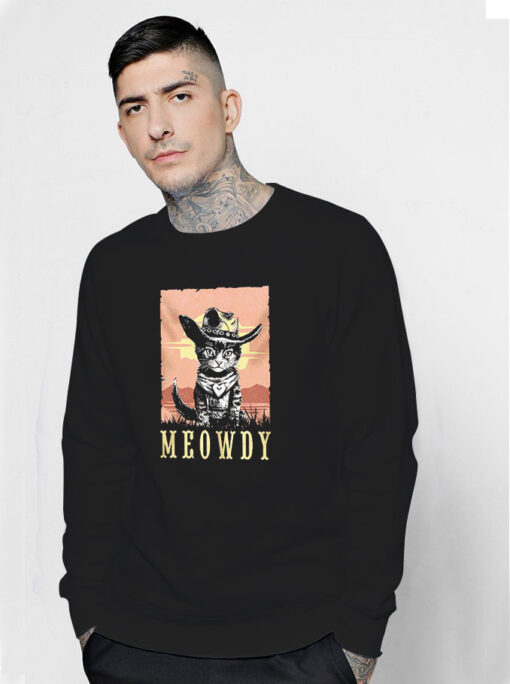 Parody Meowdy Cowboy Sunset Vintage Sweatshirt