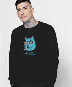 Stoner Dog Smoking With Marijuana Leaf Glasses Sweatshirt