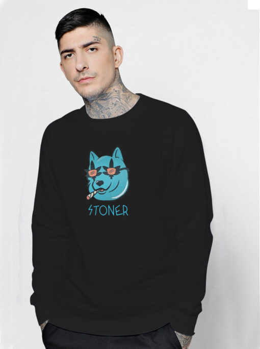 Stoner Dog Smoking With Marijuana Leaf Glasses Sweatshirt