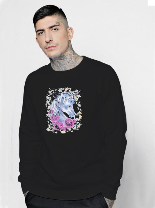 Vintage Graphic Stars Unicorn Roses Sweatshirt