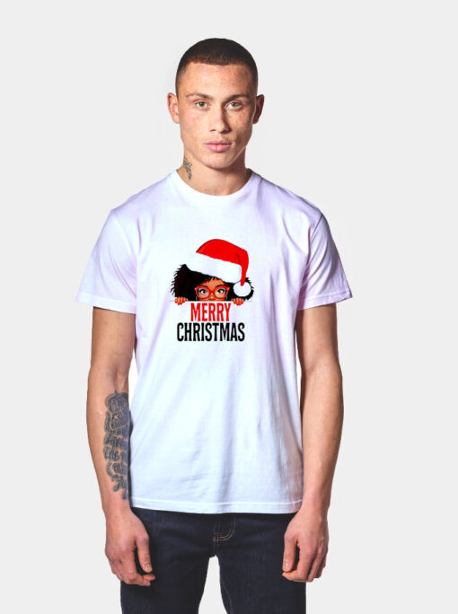 Mrs Claus Santa Melanin Christmas Black Peeking Claus T Shirt