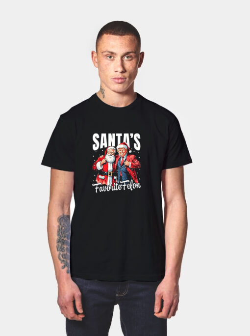 Santa's Favorite Felon Christmas Xmas Funny Trump T Shirt