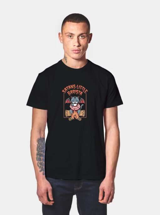 Satan's Little Barista Cute Demon Cat T Shirt